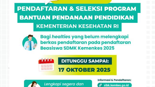 Kemenkes Buka Beasiswa SDM Kesehatan 2025 untuk D4-S3, Cek Syaratnya
