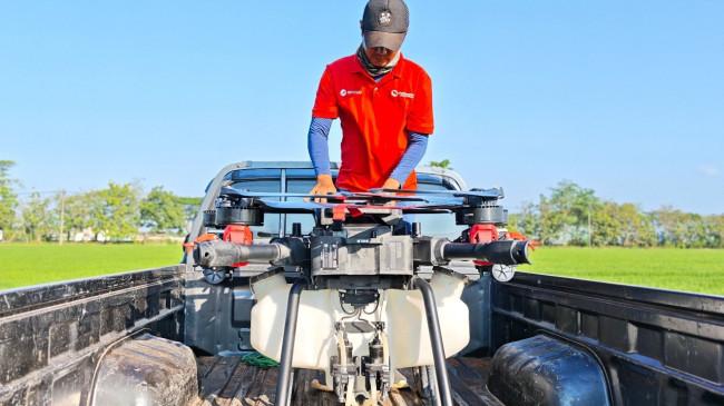 Genjot Produktivitas, SHS Aplikasikan Drone di 15 Hektare Lahan Padi di Subang Jabar