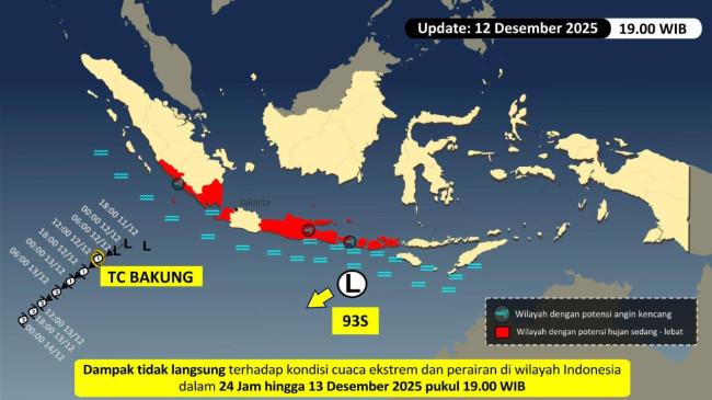 BMKG Umumkan Bibit Siklon 93S Menguat, Warga yang Hendak Liburan Diimbau Berhati-hati