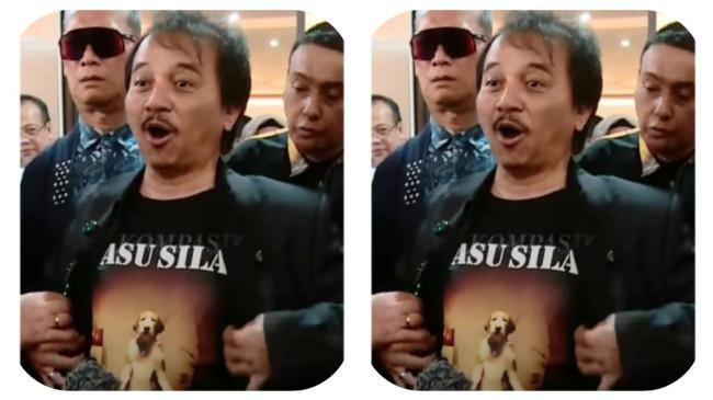Aksi Roy Suryo Buka Kancing, Pamer Baju Asusila Gambar Wajah Anjing Tanggapi Demo Pendukung Jokowi