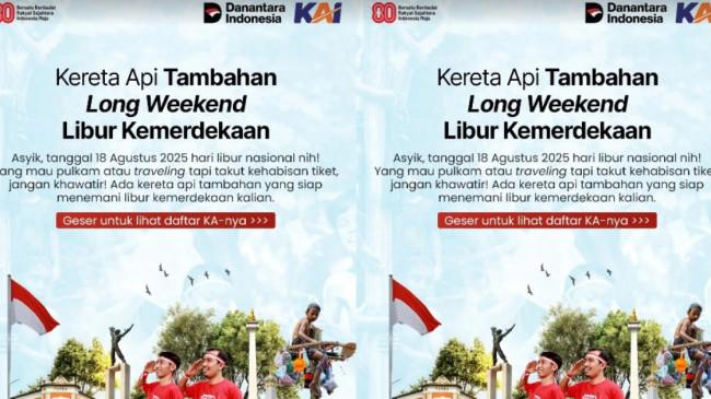 KAI Siapkan 16 Kereta Api Tambahan untuk Long Weekend HUT Ke-80 RI, Simak Daftarnya di Sini