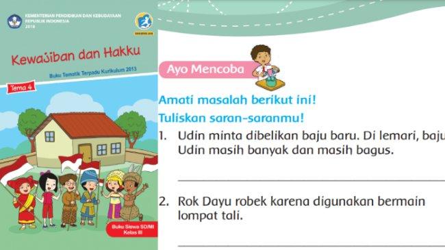 Kunci Jawaban Tema 4 Kelas 3 K13 Halaman 14, 15, 16, 17, Subtema Kewajiban dan Hakku di Rumah