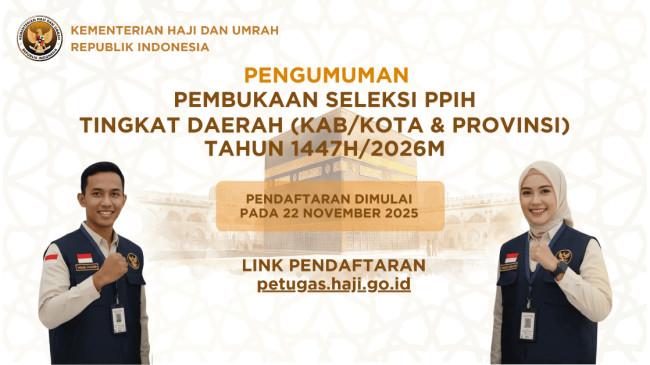 Link Pendaftaran Seleksi Petugas Haji Tingkat Daerah 2026 dari Kemenhaj