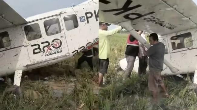 Pesawat Jatuh di Area Persawahan Karawang, 5 Penumpang Selamat