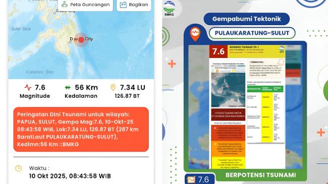 Analisis BMKG Gempa Tektonik M7,6 di Laut Filipina Kepulauan Talaud Dipicu Aktivitas Zona Megathrust