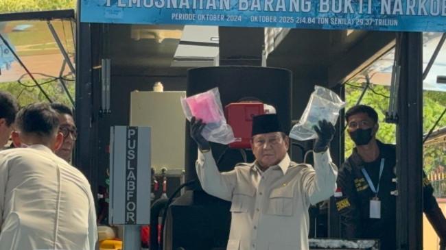 Presiden Prabowo Musnahkan Narkoba Hasil Sitaan Polri