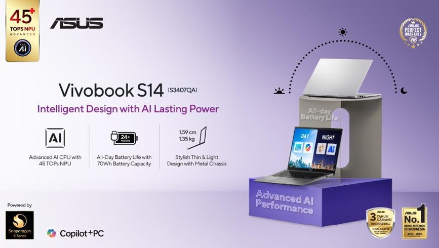 ASUS Vivobook S14: Laptop AI Ringan dan Tahan Lama Berbasis Snapdragon