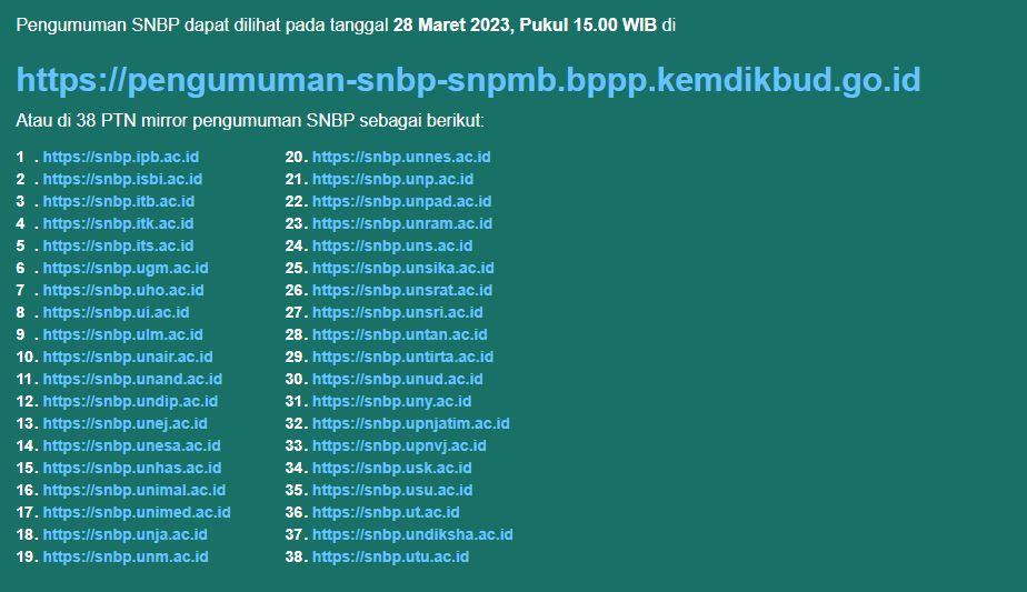 39 Link Cek Pengumuman SNBP 2023, Bisa Diakses Mulai Selasa 28 Maret 2023 Jam 15.00 WIB, Ini Caranya