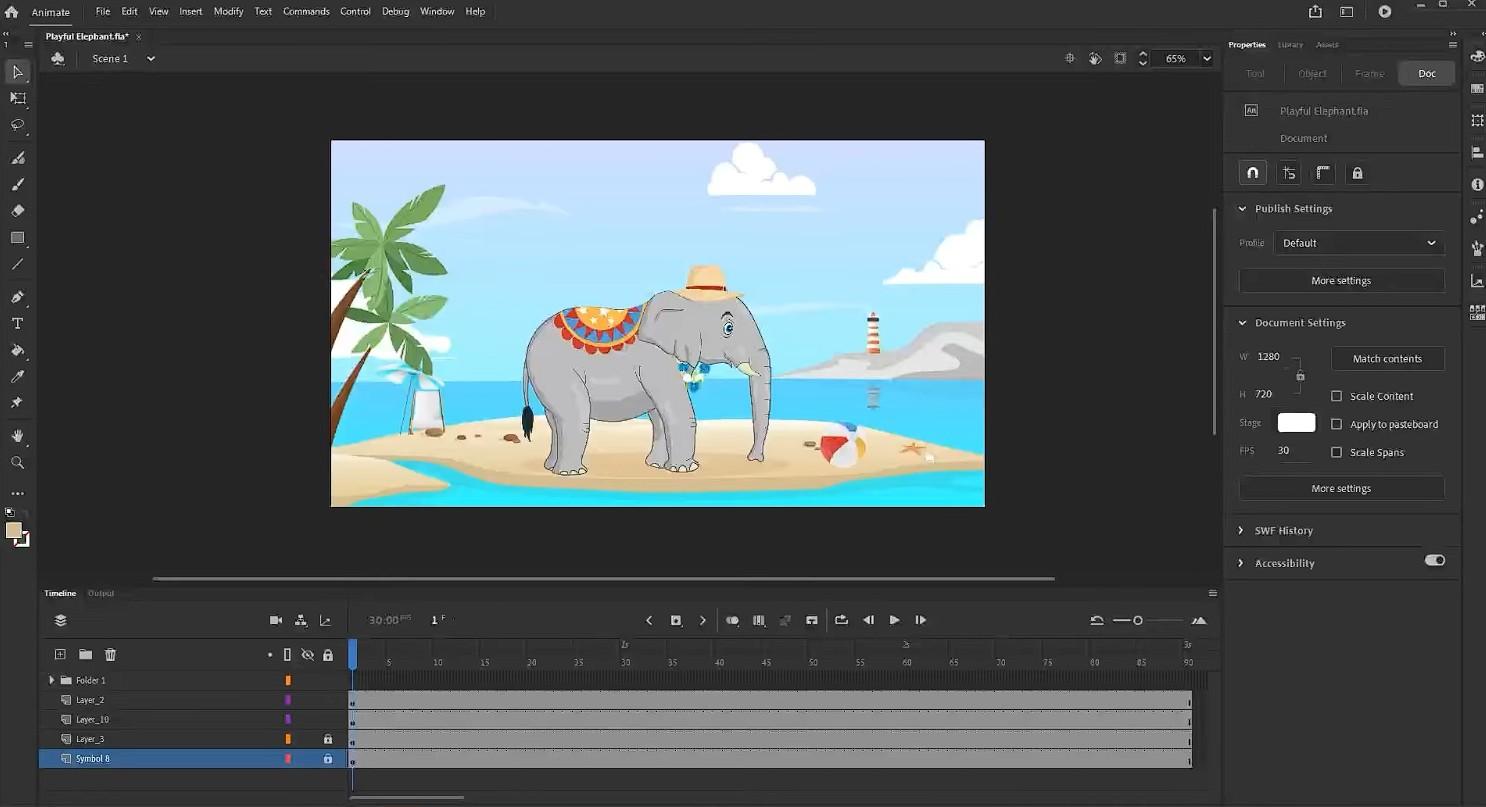 ANTARMUKA ADOBE ANIMATE - Tangkap layar Antarmuka Adobe Animate