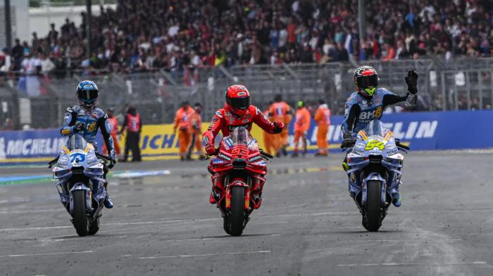 ALEX MARQUEZ ALDEGUER - Pembalap MotoGP 2025, #73 Alex Marquez, #93 Marc Marquez, #54 Fermin Aldeguer finis tiga besar di Sprint Race MotoGP Prancis 2025 di Sirkuit Le Mans pada 10 Mei 2025. (Foto: Laman MotoGP).