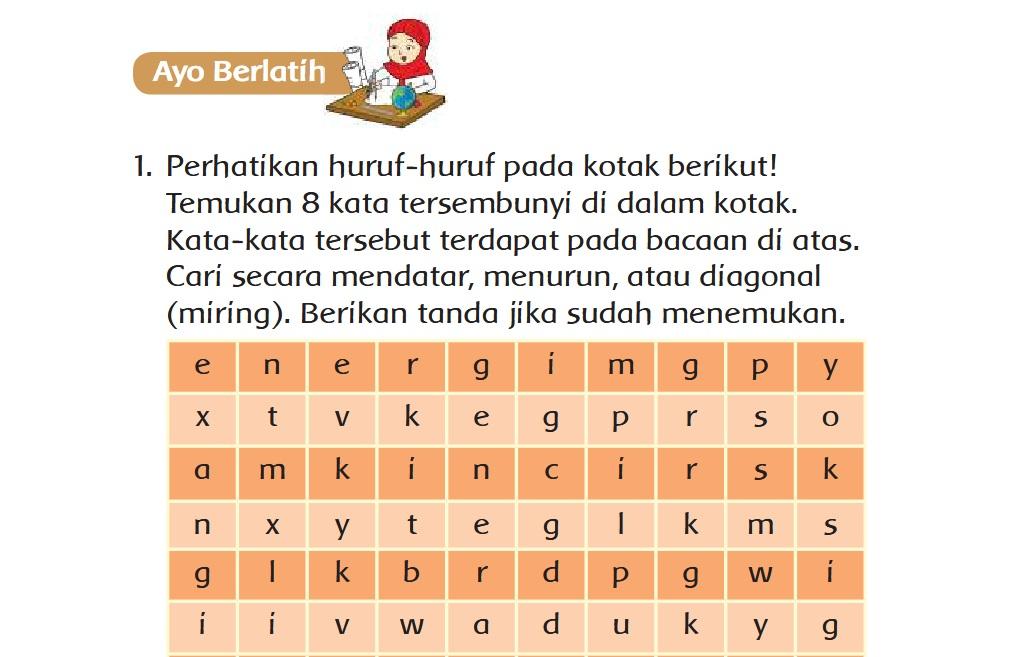 Kunci Jawaban Tema 6 Kelas 3 SD Halaman 35 36 Subtema 1: 8 Kata Tersembunyi dalam Kotak