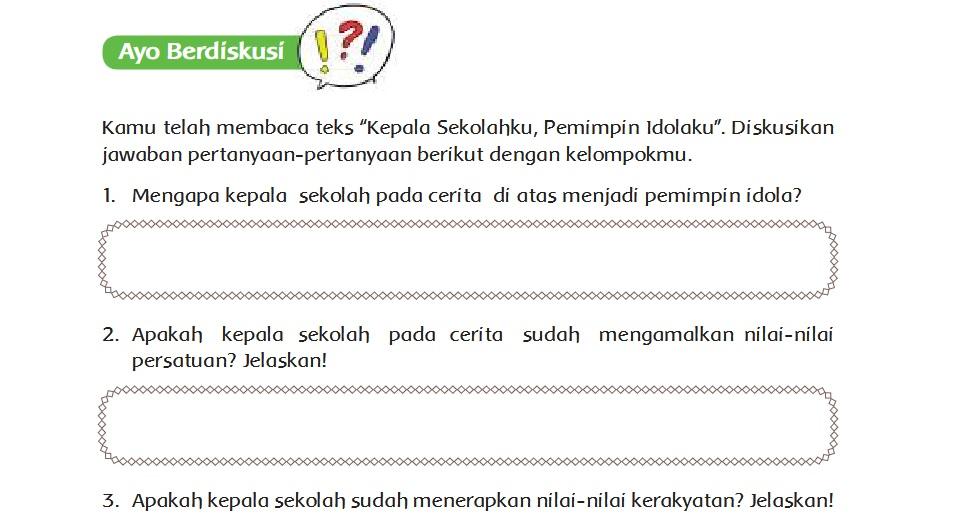 Kunci Jawaban Tema 7 Kelas 6 SD Halaman 75 76 Subtema 2, Cerita 'Kepala Sekolahku, Pemimpin Idolaku'