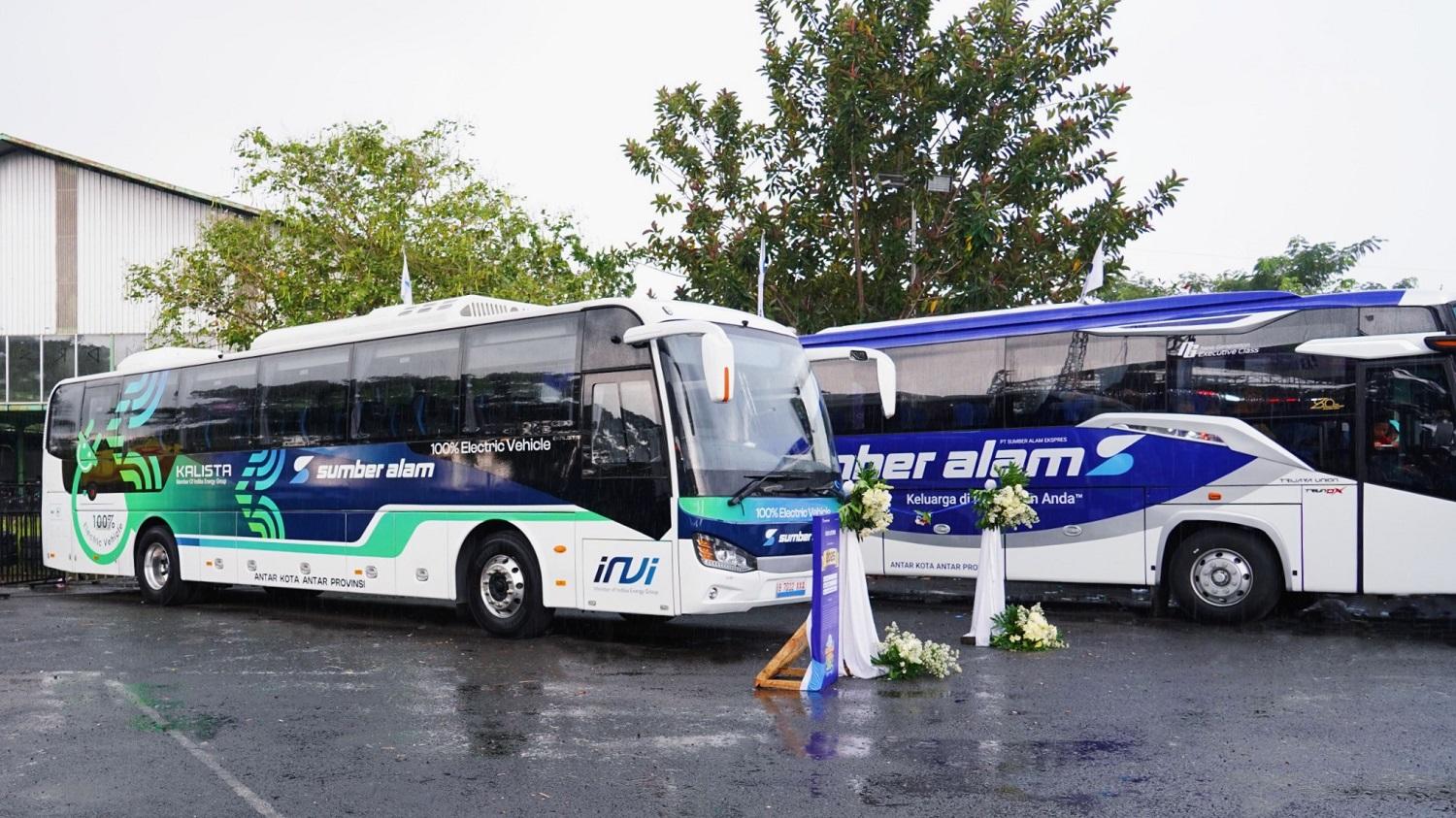 PO Sumber Alam dan Kalista Uji Coba Bus Listrik di Rute AKAP Jakarta - Yogyakarta