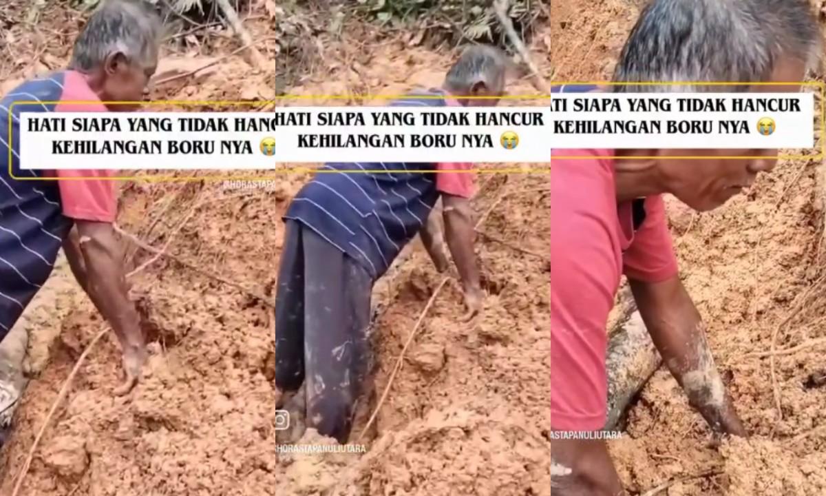 Tangis Seorang Ayah Garuk Longsoran Tanah, Penuh Harap Temukan Putrinya yang Hilang