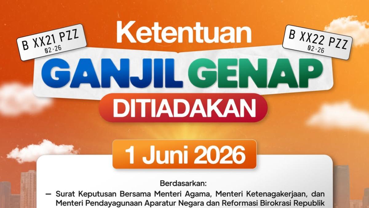 Libur Hari Lahir Pancasila, Sistem Ganjil Genap Jakarta Resmi Ditiadakan pada 1 Juni 2026