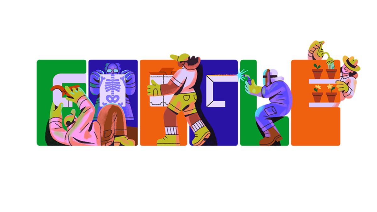 Google Doodle Hari Ini Rayakan Hari Buruh 2026, Tampilkan Keberagaman Profesi Pekerja