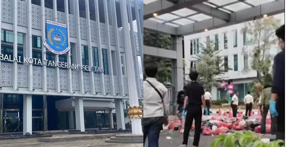 Warga Kesal Sampah Semakin Menumpuk, Mahasiswa Bertindak! Kantor Wali Kota Tangsel Dilempari Sampah