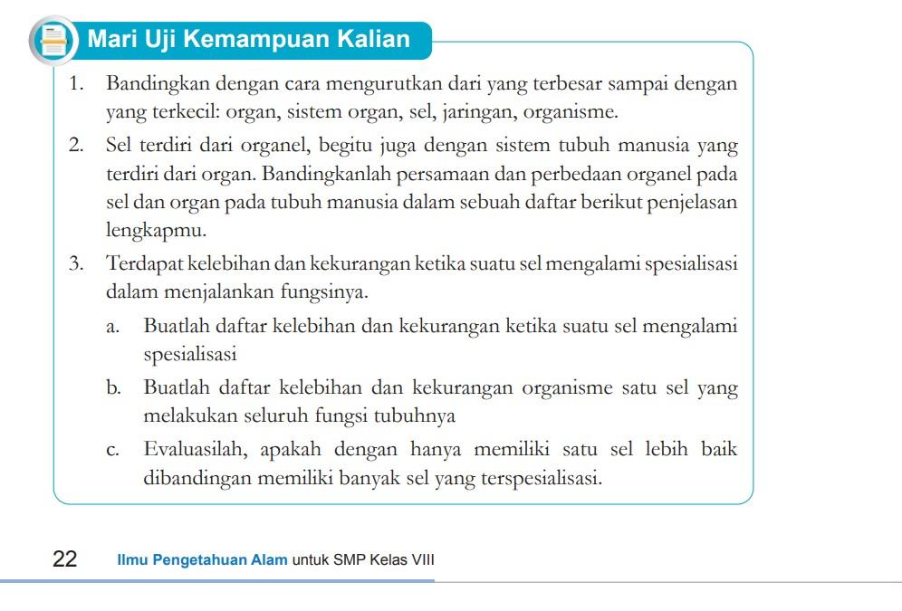Kunci Jawaban IPA Kelas 8 Halaman 22: Mari Uji Kemampuan Kalian