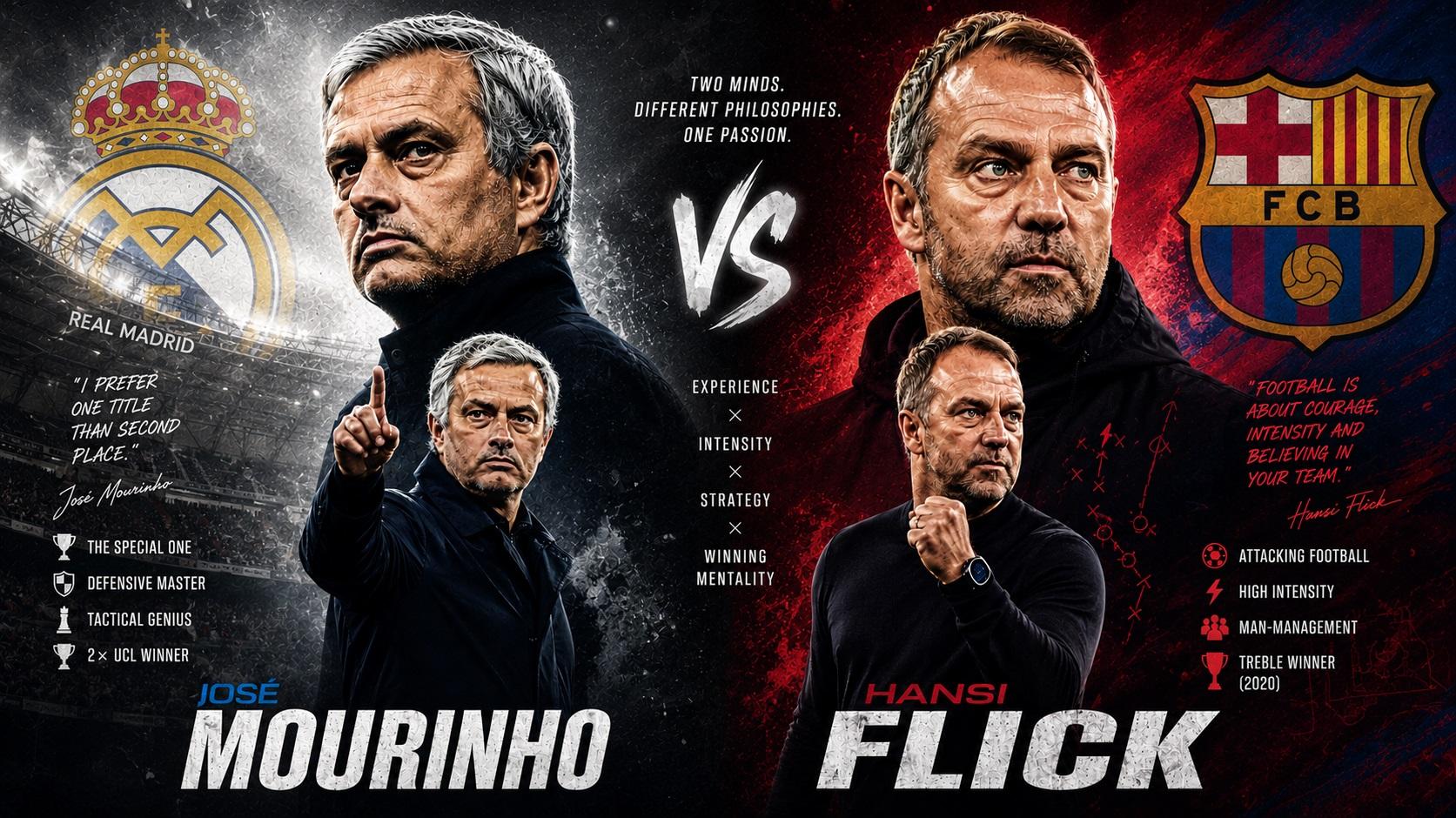 PERBANDINGAN GAJI - Membandingkan gaji Jose Mourinho saat kembali menukangi Real Madrid dan Hansi Flick setelah perpanjang kontrak 1+1 di Barcelona untuk musim Liga Spanyol 2026/2027.