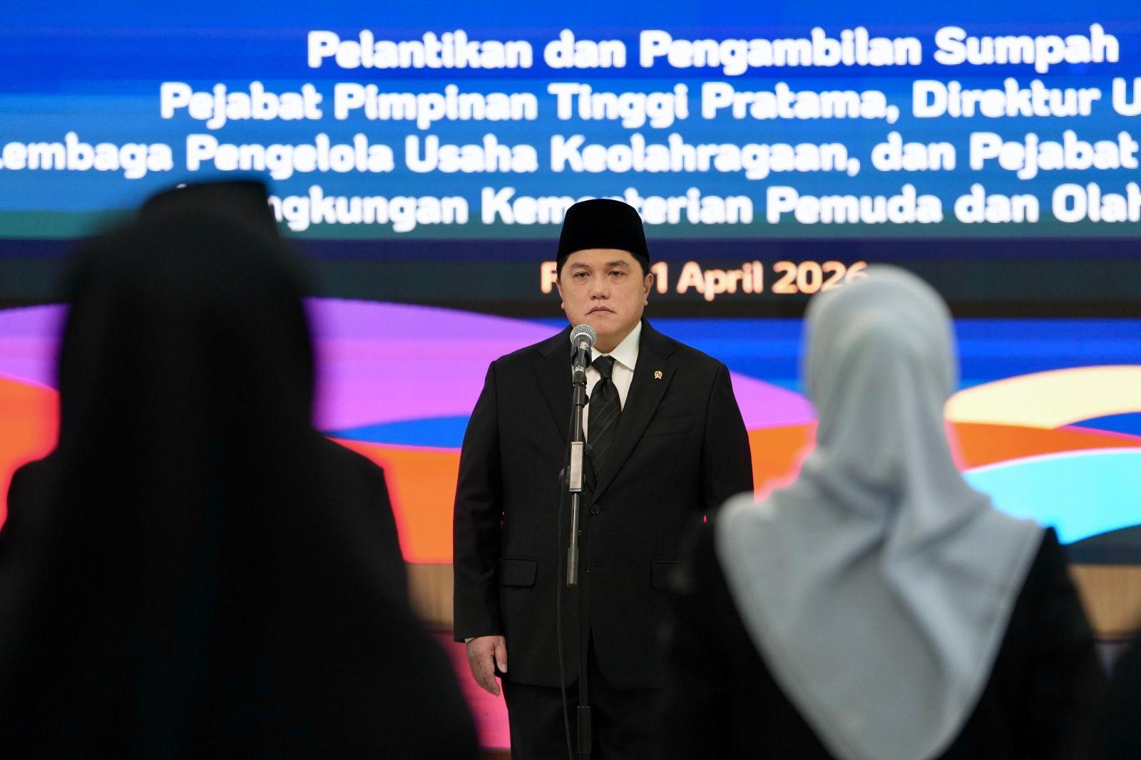 Pesan Menpora Erick Thohir ke Dirut Baru LPDUK Kemenpora yang Baru Dilantik