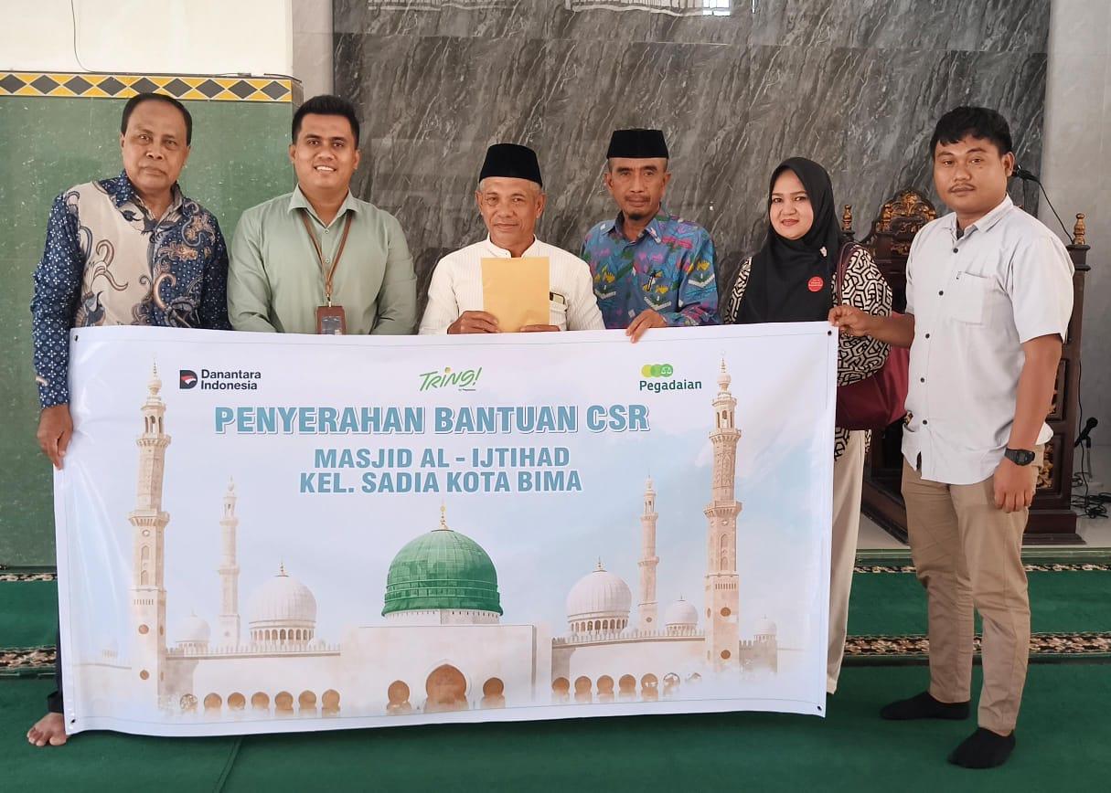 PT Pegadaian Cabang Bima Bagikan Bantuan CSR Peralatan Ibadah ke Masjid Al Ijtihad