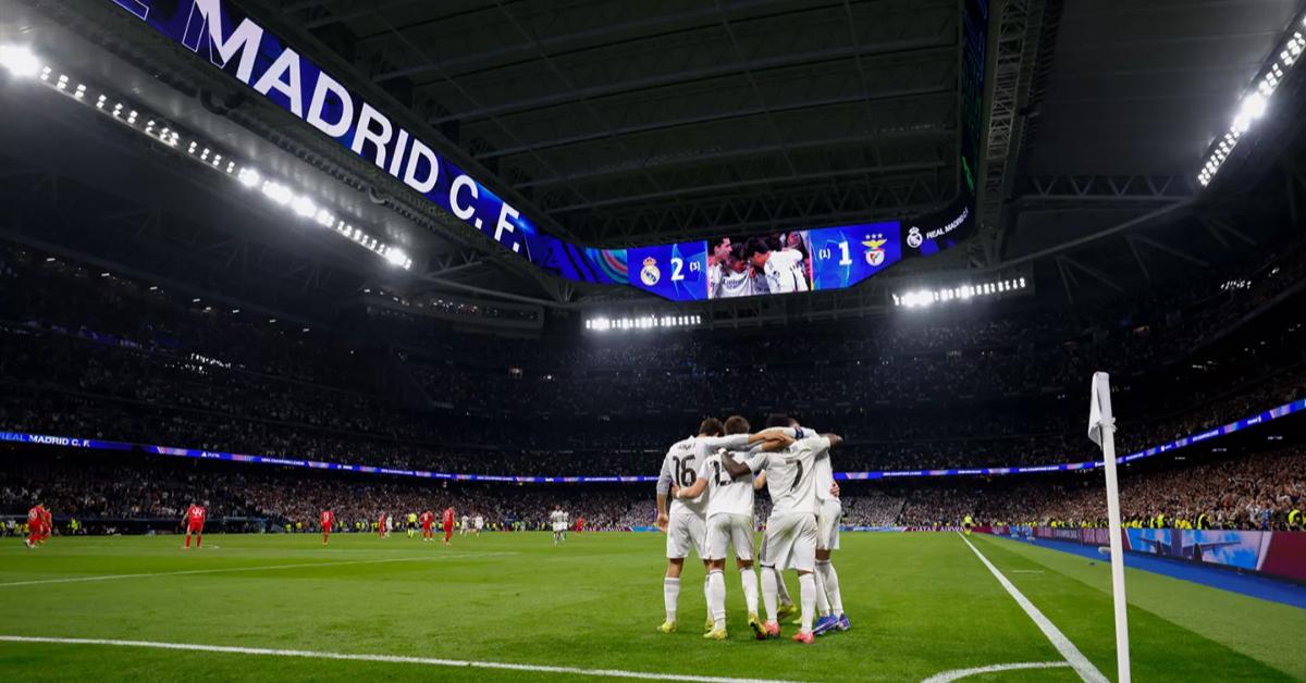 Pemain Real Madrid merayakan gol Vinicius Junior