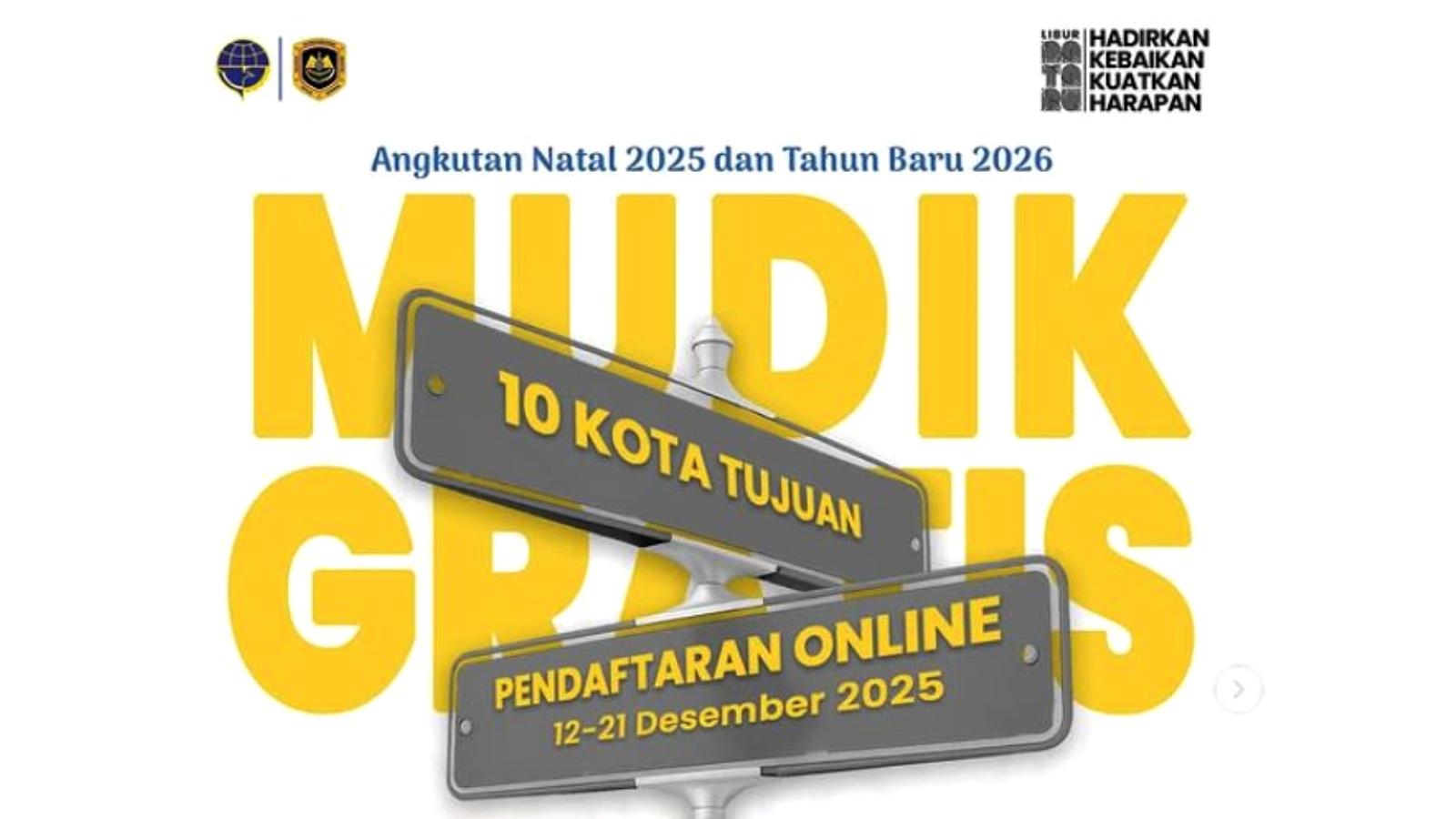 Pendaftaran Mudik Gratis Nataru 2025/2026 Kemenhub Dibuka, Ada 10 Kota Tujuan, Ini Link Daftarnya
