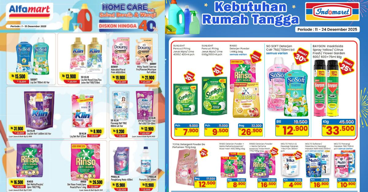 Promo Indomaret dan Alfamart 11 Desember: Deterjen Cair 1,6L Hemat Rp14.600, Softener 750ml Rp9.200