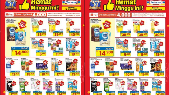 Promo Indomaret, Alfamart, Superindo 16 Desember: Mie Instant Rp11.000/3pck, Deterjen Rp24.400