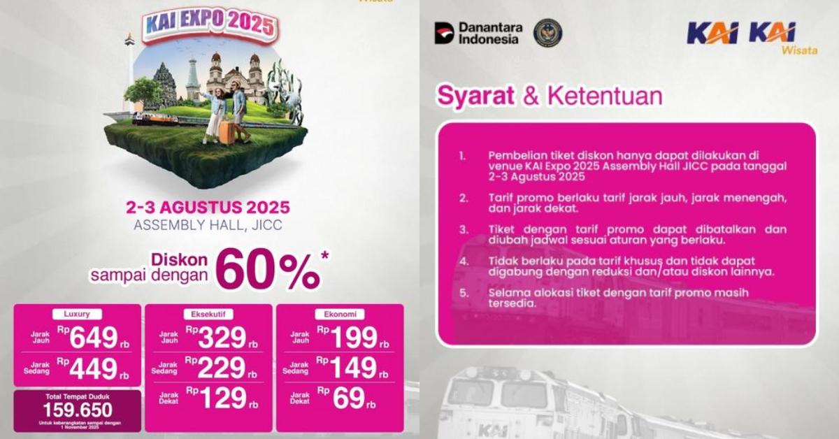 Promo Tiket Kereta Api Bulan Agustus 2025, Diskon Hingga 60 Persen, Ini Syarat dan Ketentuannya