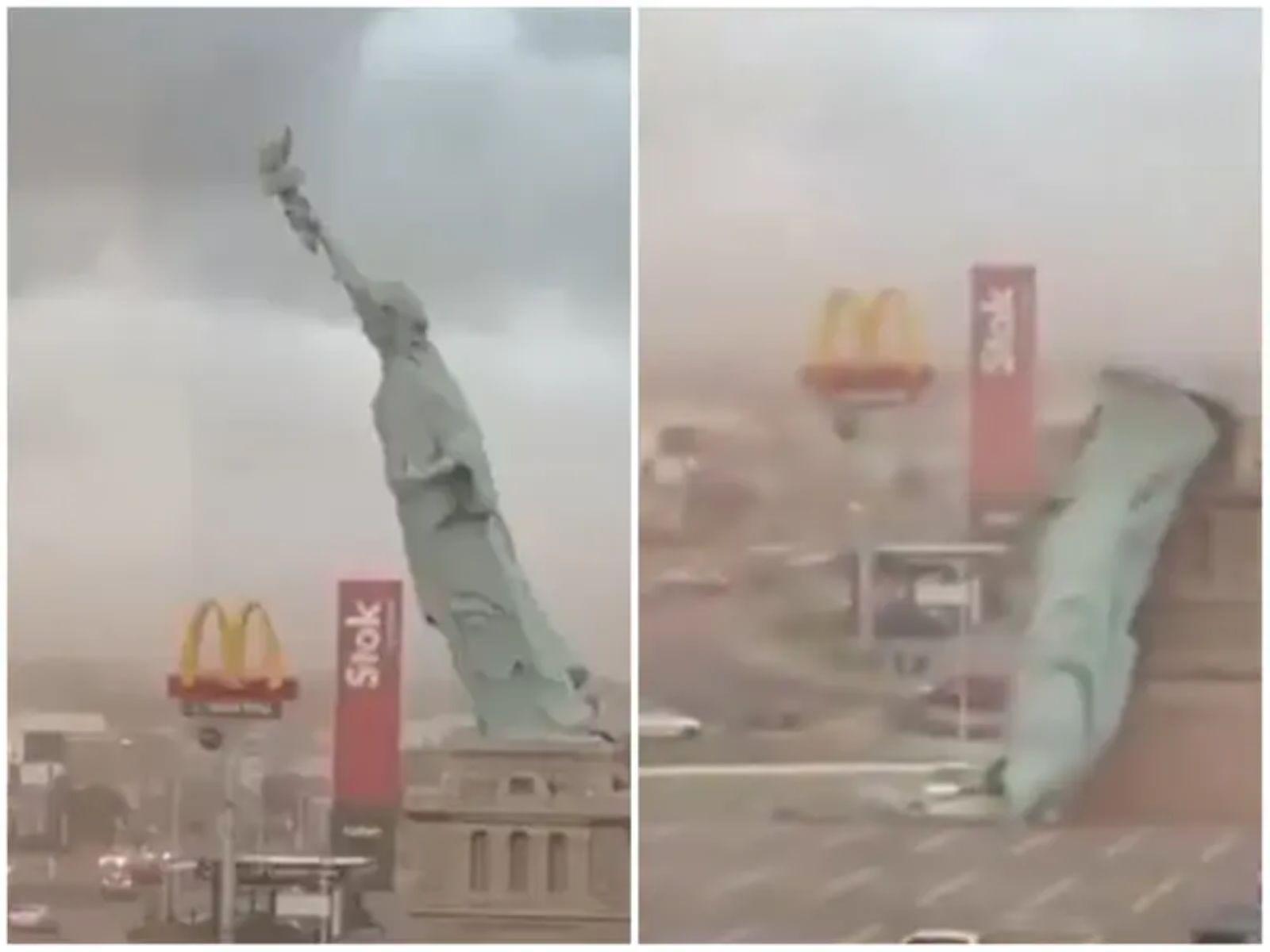 Replika Patung Liberty di Brasil Roboh Diterjang Angin Kencang, Tak Ada Korban Jiwa