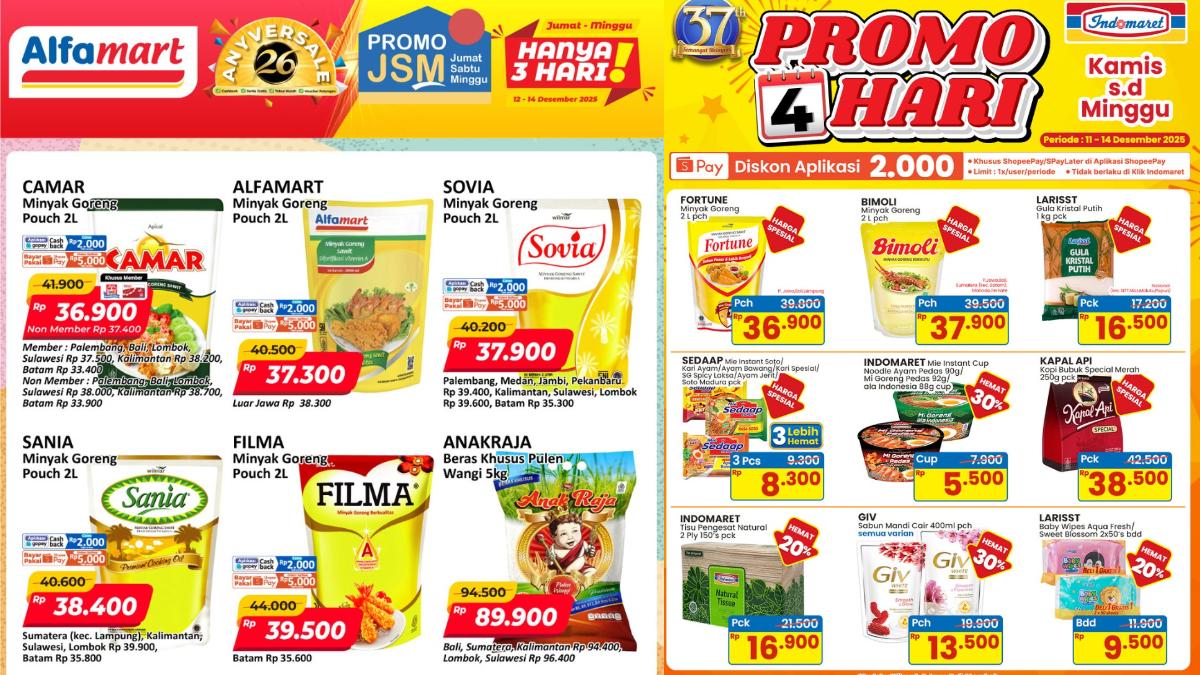 Promo JSM Alfamart Alfamidi Indomaret 13 Desember: Susu Bayi 2 Box Hemat Rp28.100, Gula Rp16.500/Kg