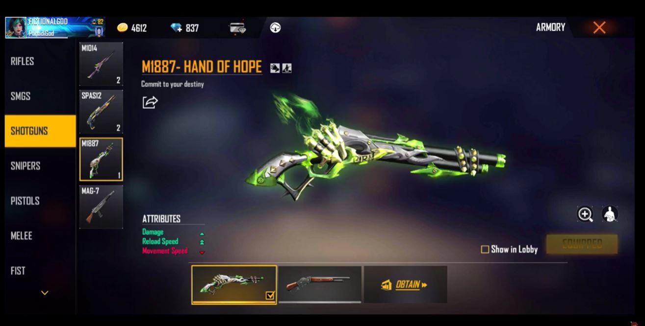 12 Kode Redeem FF Batu SG Lumut 2026, Klaim Skin M1887 Hand of Hope Gratis