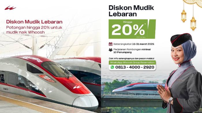 Syarat dan Cara Klaim Diskon Tiket Whoosh Mudik Lebaran 2025, Ada Potongan 20 Persen hingga 31 Maret
