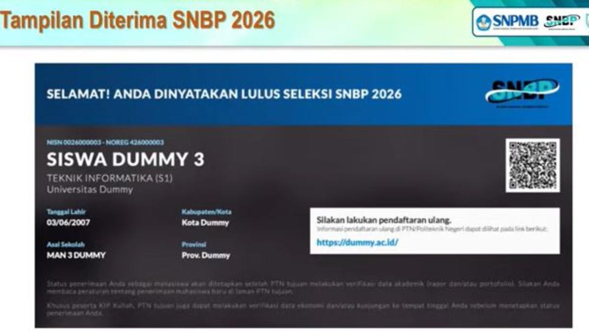 TAMPILAN LOLOS SNBP 2026 - Tangkapan layar Konferensi Pers di YouTube SNPMB ID pada Selasa (31/3/2026).