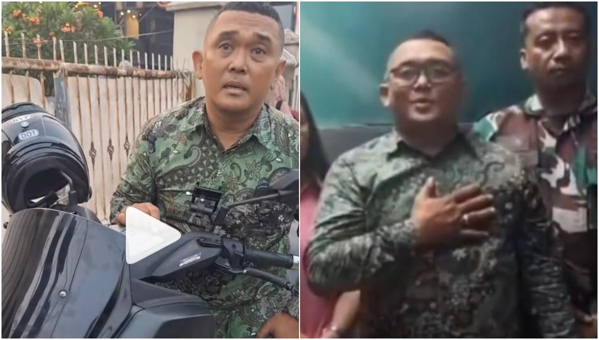 PEMOTOR AROGAN - Seorang pengendara mengaku prajurit TNI marah saat ditegur melintas di trotoar di Depok, Jawa Barat, Jumat (3/7/2026). Belakangan diketahui pria tersebut merupakan karyawan marketing.