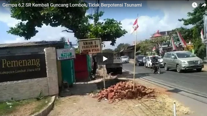 Gempa 6,2 SR di Lombok Tidak Berpotensi Tsunami
