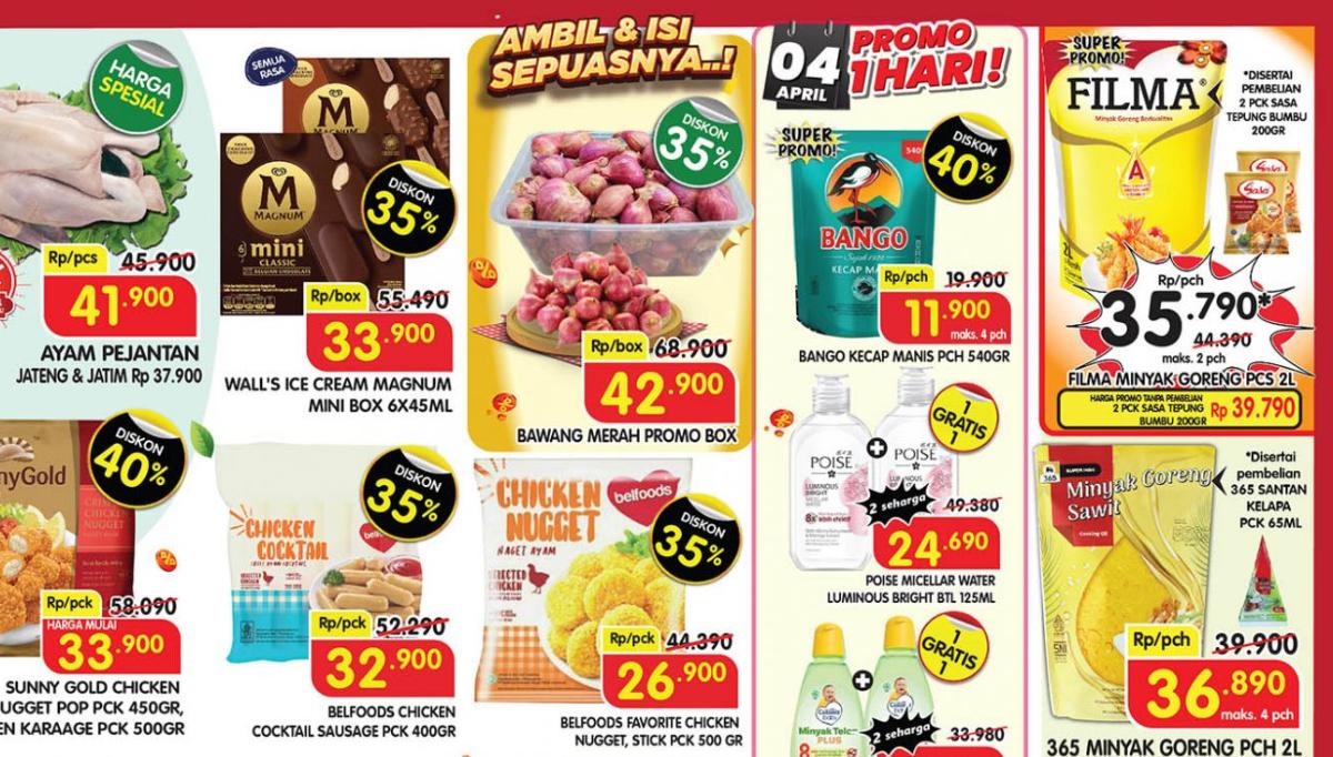Promo JSM Alfamart, Indomaret, dan Superindo Sabtu 4 April 2026: Minyak Goreng Filma 2L Rp35.790