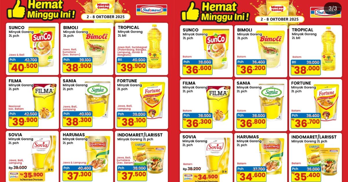 KATALOG PROMO JSM - Tangkap layar akun Instagram Indomaret yang diunggah pada Kamis (2/10/2025). Berikut daftar produk murah dalam katalog promo JSM Indomaret, Alfamart, dan Superindo periode 3-5 Oktober 2025