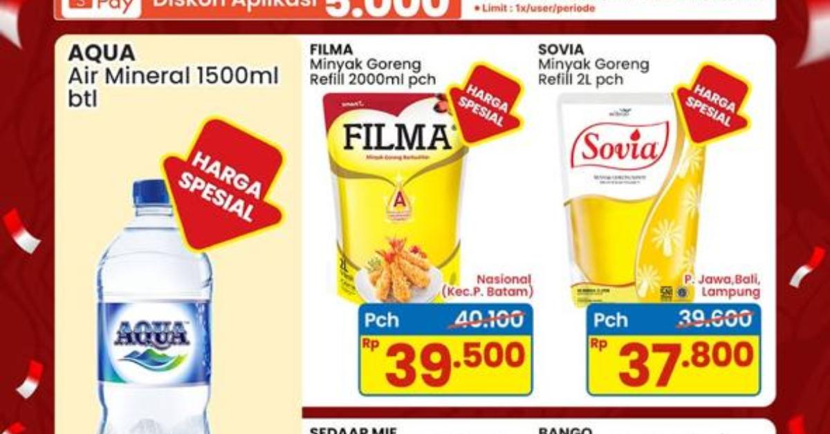 Promo Superindo, Alfamart dan Indomaret Kamis 27 Agustus 2025: Minyak Goreng Sovia 2L Rp37.500