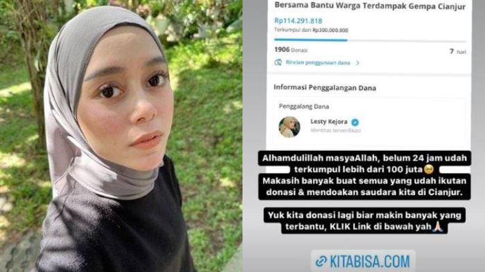 Lesti Kejora Galang Dana untuk Korban Gempa Cianjur, Donasi Tembus Rp 100 Juta Kurang dari 24 Jam