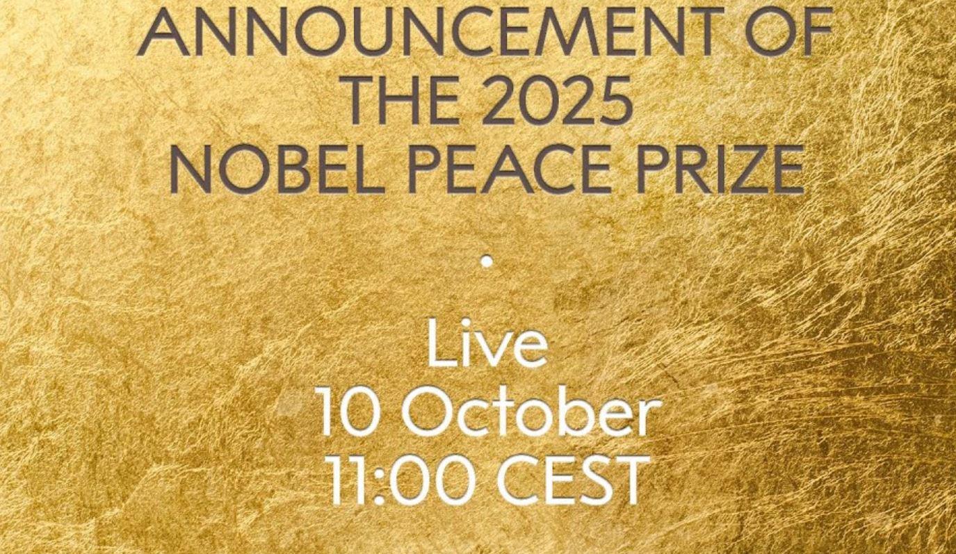 HADIAH NOBEL PERDAMAIAN 2025. Tangkap layar YouTube Nobel Prize, Jumat (10/10/2025). Daftar Lengkap Pemenang Hadiah Nobel Perdamaian dari 1901–2024, Jelang Pengumuman Tahun Ini.