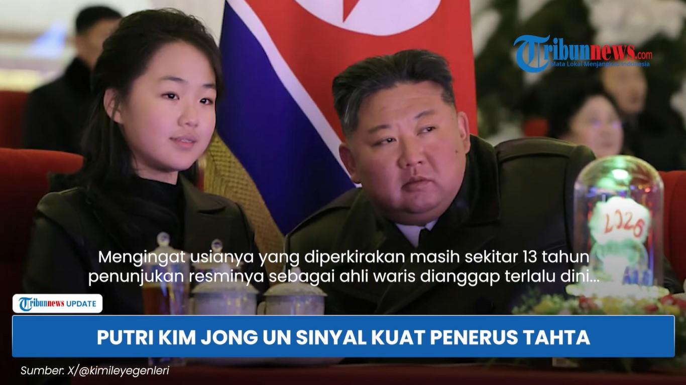 PEMIMPIN KOREA UTARA - Tangkap layar YouTube Tribunnews 2 Januari 2026, menampilkan Kim Jong Un dan putrinya dalam sebuah acara. Intelijen Korea Selatan menyebut Kim Ju Ae telah dipilih ayahnya sebagai calon pemimpin Korea Utara berikutnya