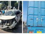 Dramatis,  Avanza Perampok Ringsek Dihajar Truk Kontainer, Nekat Lawan Arus Dikejar Polisi