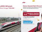 Diskon Tiket Whoosh hingga Rp50 Ribu, Periode Pemesanan 1-10 Oktober 2025
