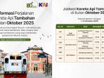 Daftar Kereta Api Tambahan Bulan Oktober 2025, Simak Rute dan Jadwal Keberangkatannya