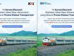 14 Kereta Ekonomi yang Dapat Diskon Transportasi, Sudah Pakai Sarana Stainless Steel New Generation