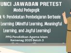 Kunci Jawaban Pretest Modul Pedagogik Topik 4 Pendekatan Pembelajaran Berbasis Deep Learning,PPG PAI