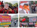 Atribut Demo Mahasiswa di Jakarta: Pakai Topeng Bahlil, Poster Wajah Prabowo Dicoret Pilox Merah