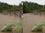 Detik-detik Jembatan Putus di Empat Lawang Diterjang Arus Sungai